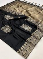 Habutai Silk Black Festival Wear Weaving Saree